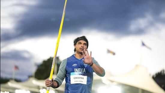 India’s Neeraj Chopra during the men's javelin throw final at the Commonwealth Games 2026, in Glasgow, Scotland. (PTI)