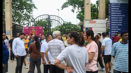 Responding to the allegations, Vineeth Rajput, the stadium’s estate manager, denied that any commercial construction was underway. (Sunil Ghosh / HT)