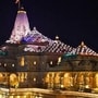 A view of Shri Ram Janmabhoomi Mandir during the inauguration of permanent architectural night illumination, in Ayodhya on Friday. (@ShriRamTeerth X/ANI Photo)