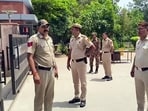 Security personnel deployed outside the National Testing Agency (NTA) office on June 21, in New Delhi on Saturday. 

