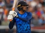 Abhishek Sharma scored 233 runs off 91 balls in a limited-overs domestic match. Abhishek Sharma scored 233 runs off 91 balls in a limited-overs domestic match.