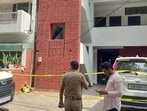 Chandigarh police investigating the firing spot in sector 42 on Saturday. (Ravi Kumar/HT)