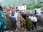 Chief minister Sukhvinder Singh Sukhu on Saturday visited disaster-affected areas of Chamba district to take stock of the damage caused by heavy rains and landslides during the current monsoon season. (HT Photo)