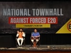 Aam Aadmi Party (AAP) national convener Arvind Kejriwal with comedian Shyam Rangeela who 