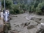 Flash floods triggered by a cloudburst swept the Chatroo area, causing widespread damage, in Kishtwar district, Jammu and Kashmir, early Saturday. (PTI)