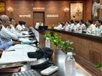 NITI Aayog vice-chairman Ashok Kumar Lahiri chairing a high-level meeting in Varanasi