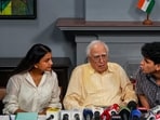 New Delhi: Rajya Sabha MP Kapil Sibal, CJP spokespersons Saurav Das and Ratna Singh during a press conference on the aftermath of the student protests over the NEET paper leak, in New Delhi, Monday, July 27, 2026. 