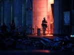 Law enforcement officers stand guard at the site of an explosion at a restaurant in central Moscow, Russia August 1, 2026.