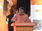 Raj Thackeray was addressing his party’s student wing, Maharashtra Navnirman Vidyarthi Sena, on its 20th anniversary at Ravindra Natya Mandir on Saturday. (Bhushan Koyande/HT Photo)