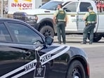 Emergency responders at the site of a fatal shooting incident in Twin Falls, Idaho, U.S., August 1, 2026, in this still image obtained from a video. (ABC AFFILIATE KIVI/Handout via REUTERS)