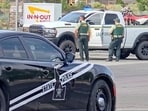 Emergency responders at the site of a fatal shooting incident in Twin Falls, Idaho.(via REUTERS)
