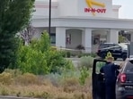 An emergency responder at the site of a fatal shooting incident in Twin Falls, Idaho August 1.