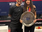 Saurav Ghosal (Left) with Anahat Singh post her historic World Junior Squash Championship win on July 25.