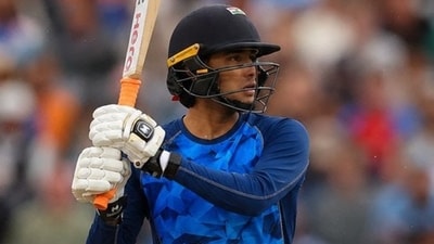 Abhishek Sharma scored 233 runs off 91 balls in a limited-overs domestic match. Abhishek Sharma scored 233 runs off 91 balls in a limited-overs domestic match.