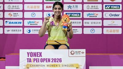 India’s Tanvi Sharma poses with her medal after winning the BWF Taipei Open badminton tournament on Sunday. (Badmintonphoto) India’s Tanvi Sharma poses with her medal after winning the BWF Taipei Open badminton tournament on Sunday. (Badmintonphoto)