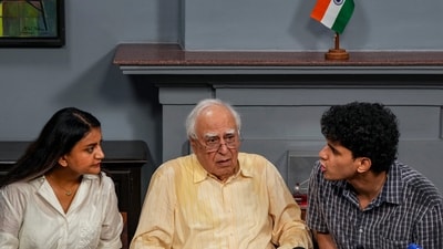 New Delhi: Rajya Sabha MP Kapil Sibal, CJP spokespersons Saurav Das and Ratna Singh during a press conference on the aftermath of the student protests over the NEET paper leak, in New Delhi, Monday, July 27, 2026. (PTI) New Delhi: Rajya Sabha MP Kapil Sibal, CJP spokespersons Saurav Das and Ratna Singh during a press conference on the aftermath of the student protests over the NEET paper leak, in New Delhi, Monday, July 27, 2026. (PTI)