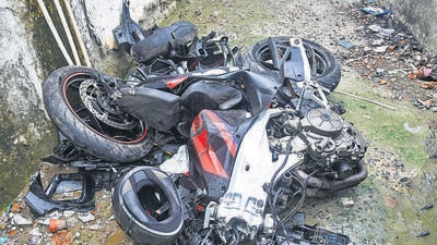 The incident took place around 2 pm as the victim was heading towards Sector 49 from Sector 99 on his sports bike (Aprilia RS 457cc) when an SUV (Maruti Suzuki Grand Vitara) allegedly hit his bike at the T-junction. (HT Archive) The incident took place around 2 pm as the victim was heading towards Sector 49 from Sector 99 on his sports bike (Aprilia RS 457cc) when an SUV (Maruti Suzuki Grand Vitara) allegedly hit his bike at the T-junction. (HT Archive)
