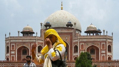 Visitors seen in humid weather in the afternoon at Humayun's tomb in New Delhi on Sunday, July 26, 2026. (Vipin Kumar/HT Photo) Visitors seen in humid weather in the afternoon at Humayun's tomb in New Delhi on Sunday, July 26, 2026. (Vipin Kumar/HT Photo)