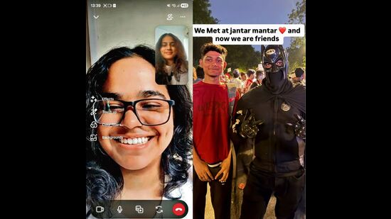 Several youngsters who turned up at the protest have been sharing pics and Reels with their new friends.