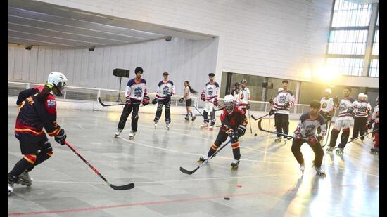The festival commenced on August 1 with the Try Ball Hockey Activation at Nexus Elante, Chandigarh. (HT Photo)