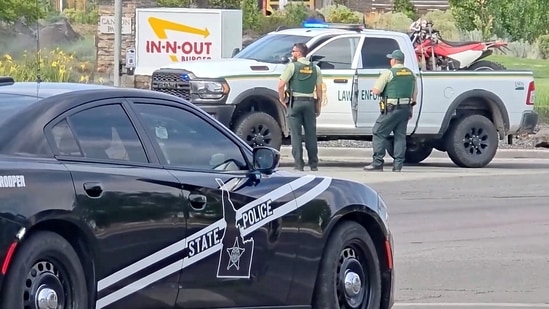Emergency responders at the site of a fatal shooting incident in Twin Falls, Idaho. 