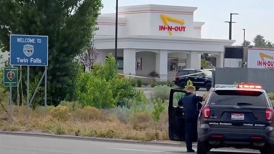An emergency responder at the site of a fatal shooting incident in Twin Falls, Idaho, U.S., August 1, 2026,