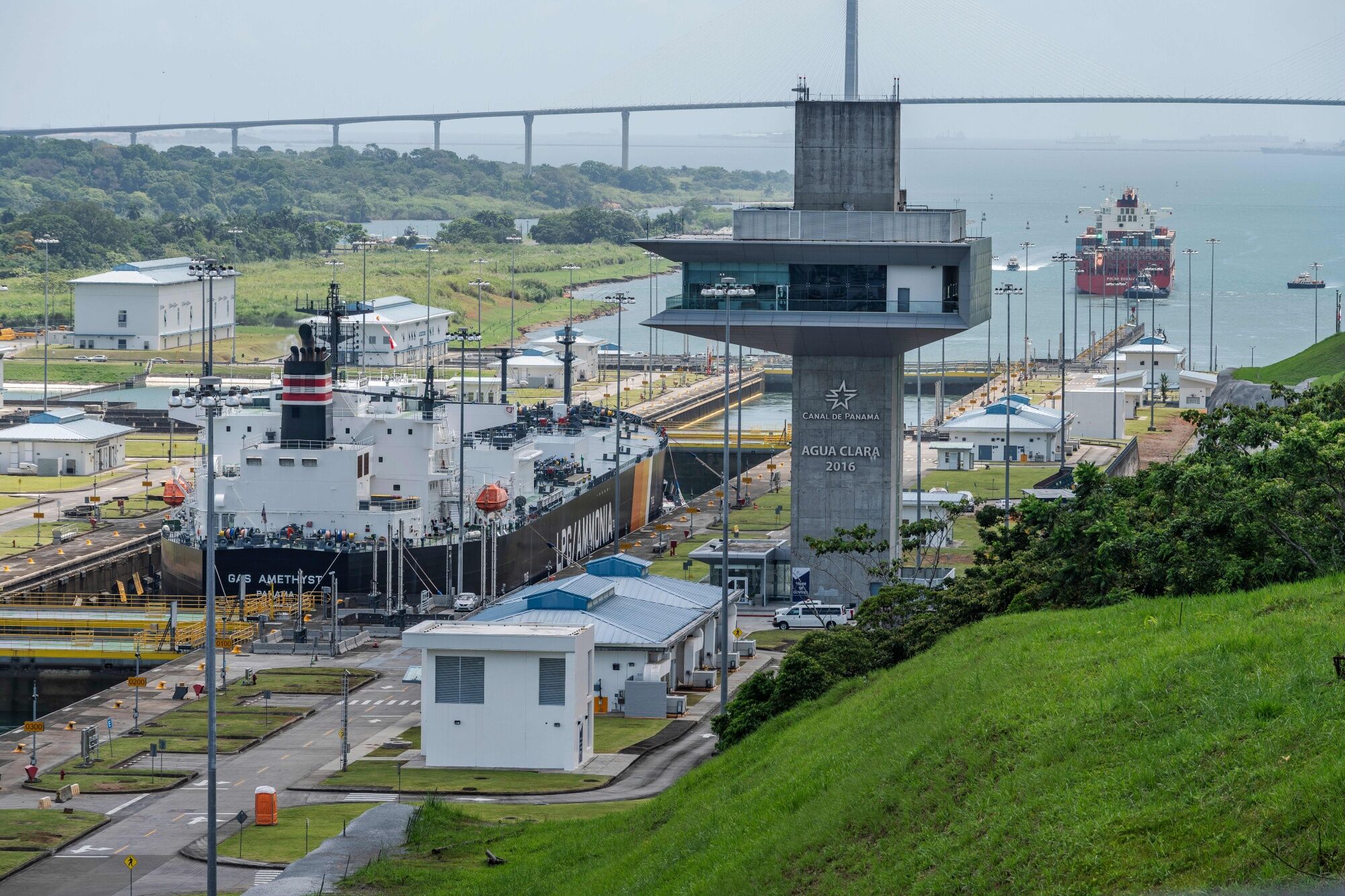 A carrier navigates the Agua Clara locks of the Panama Canal near Colon, Panama. (Bloomberg) A carrier navigates the Agua Clara locks of the Panama Canal near Colon, Panama. (Bloomberg)