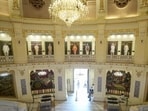 A view of the main entrance of the Uttar Pradesh assembly building. (PTI PHOTO)
