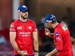 Aiden Markram with head coach Justin Langer. Aiden Markram with head coach Justin Langer.