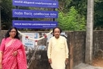 Violinist L Subramaniam with wife-singer singer Kavita Krishnamurthy during the inauguration of Violin Maestro Lakshminarayana Road, named in memory of his father Vaidyanatha Lakshminarayana in Jaffna, Sri Lanka
