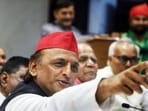 Samajwadi Party national president Akhilesh Yadav at a press conference in Lucknow on Sunday. (ANI PHOTO)