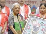 Uttar Pradesh governor Anandiben Patel during the 92nd convocation of Dr Bhimrao Ambedkar University, Agra. (HT photo)