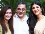 Aksharaa Haasan with Kamal Haasan and Shruti Haasan Aksharaa Haasan with Kamal Haasan and Shruti Haasan
