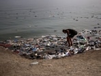 Shoes are among the items in the water following crossings of migrants from Morocco into Ceuta.