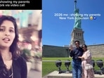 An Indian woman took her parents around New York, turning a 2016 video-call memory into reality.(Instagram/byanjanitiwari)
