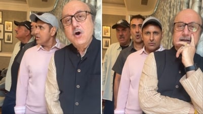 Anupam Kher performs 'Teri Galiyon Mein' trend with Shorey Khosla Ka Ghosla stars. Anupam Kher performs 'Teri Galiyon Mein' trend with Shorey Khosla Ka Ghosla stars.