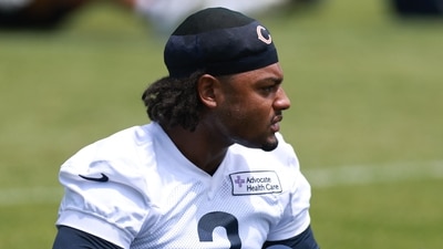 Coby Bryant appeared to suffer a serious injury during Chicago Bears' training camp practice. (Getty Images via AFP) Coby Bryant appeared to suffer a serious injury during Chicago Bears' training camp practice. (Getty Images via AFP)