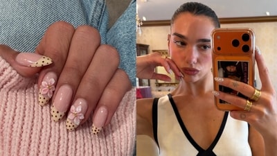 (L-R) Khushi Kapoor and Dua Lipa flaunt polka dot nails (Instagram) (L-R) Khushi Kapoor and Dua Lipa flaunt polka dot nails (Instagram)