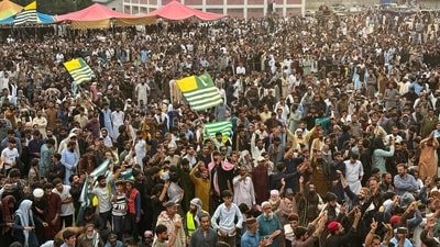 JAAC supporters at a protest in Rawalakot, in Pakistan-occupied Kashmir on June 24. (AFP)