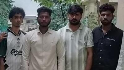 Pratik Shinde (left, in white t-shirt) and his accomplices were arrested on Monday Pratik Shinde (left, in white t-shirt) and his accomplices were arrested on Monday