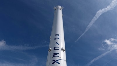 The SpaceX Falcon 9 rocket booster is shown outside the company’s facility in Hawthorne, California, US. (File Photo/Reuters)