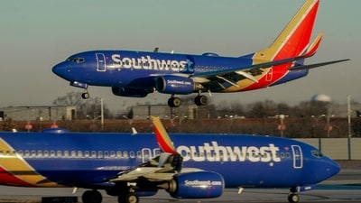 Southwest Airlines Flight 1243 was towed to the gate at Chicago's Midway Airport post-arrival from Fort Myers due to tire malfunctions. (AP)