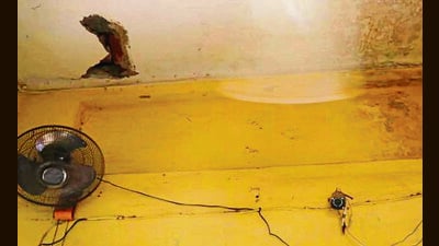 The dilapidated condition of a classroom at a government school in Ludhiana on Monday. (HT Photo) The dilapidated condition of a classroom at a government school in Ludhiana on Monday. (HT Photo)