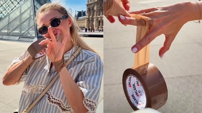 Woman tapes jewellery, phone and bag in Paris. (Instagram/@victorias.way_) Woman tapes jewellery, phone and bag in Paris. (Instagram/@victorias.way_)