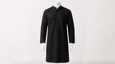 A black kurta acts as a versatile base for occasion styling, (Picture credit: AI generated) A black kurta acts as a versatile base for occasion styling, (Picture credit: AI generated)