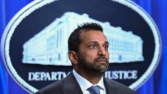 FBI Director Kash Patel looks on during a news conference on July 1.