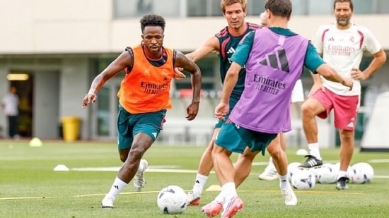 Vinicius Junior in Real Madrid practice session.