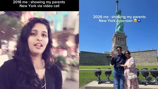 An Indian woman took her parents around New York, turning a 2016 video-call memory into reality.