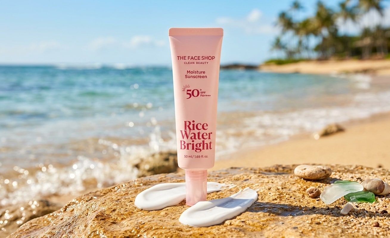 In extreme heat, The Face Shop Rice Water Bright Moisture Sunscreen remains lightweight and non-greasy.