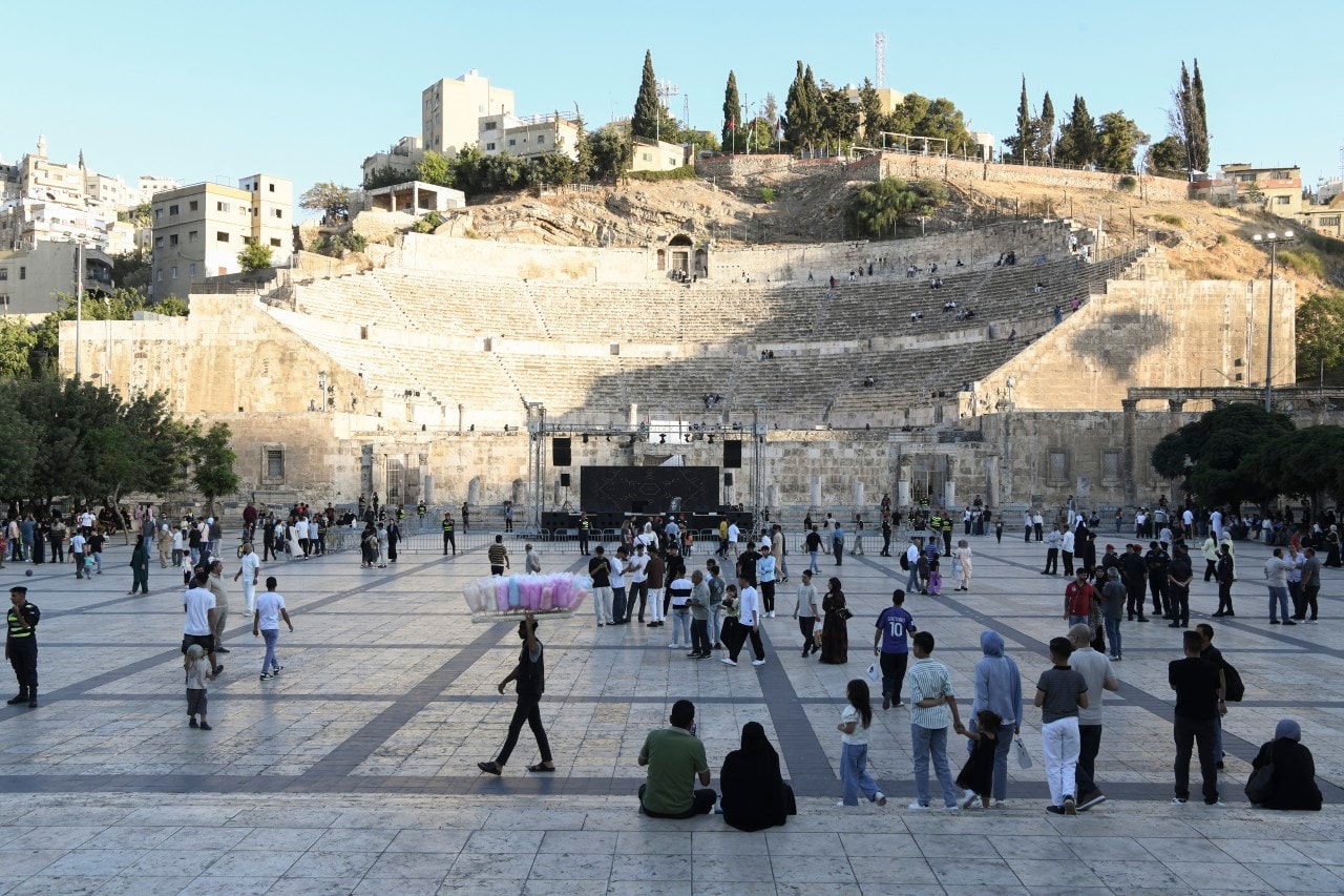 A Roman amphitheater in Amman. Anger at Trump over the Iran war doesn’t translate into support for Iran among Jordanians.